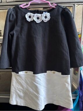Janie and Jack Black and White Flower Trim Casual Dress